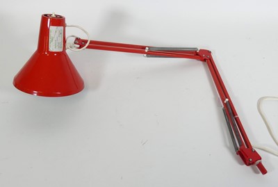 Lot 100 - A HCF of Denmark red painted adjustable desk lamp