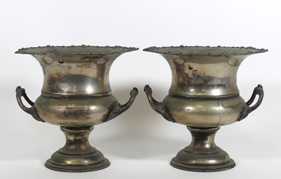 Lot 107 - A pair of silver plated wine coolers of...