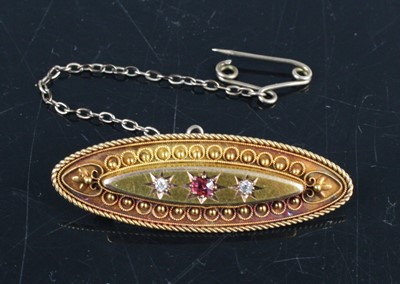 Lot 329 - A late Victorian 15ct gold ruby & diamond set...