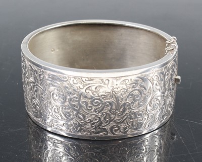 Lot 381 - A Victorian style silver engraved hinged...