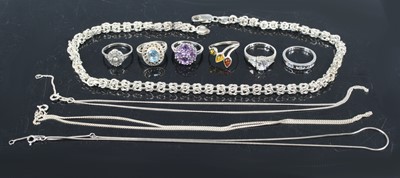 Lot 391 - A collection of modern silver paste set dress...