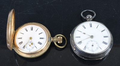 Lot 402 - A mid Victorian silver pair case pocket watch,...