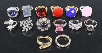 Lot 408 - A collection of fashion rings to include a...