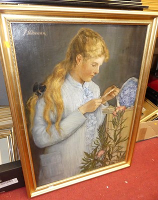 Lot 1004 - F. Duncan - The love-letter, oil on canvas,...