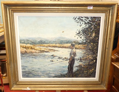 Lot 1007 - Phyllis Morgans (1911-2001) - Lone fisherman,...