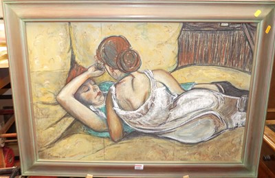 Lot 1008 - C. Tombs - Young lovers, pastel, signed and...