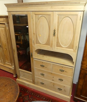 Lot 1132 - An Edwardian pine wardrobe having single long...