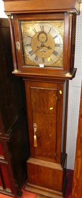 Lot 1137 - A circa 1800 provincial oak long case clock,...