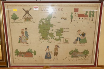 Lot 1035 - A Danish gros point needlework, early 20th...