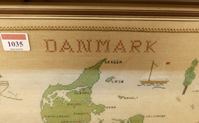 Lot 1035 - A Danish gros point needlework, early 20th...
