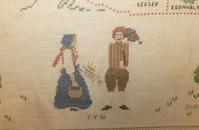 Lot 1035 - A Danish gros point needlework, early 20th...