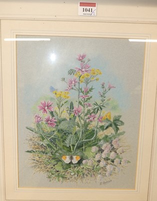 Lot 1041 - R.L. Harrison - Wildflowers with insects,...