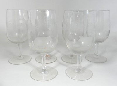 Lot 191 - A set of six contemporary clear glass wine...