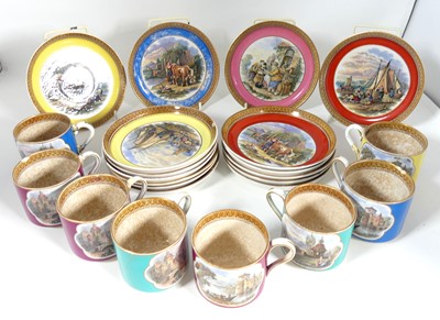 Lot 205 - A collection of Prattware cups and saucers,...