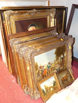 Lot 1073 - A collection of reproduction continental oils...