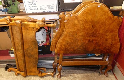 Lot 1146 - A pair of 1920s figured walnut single bedstead,...