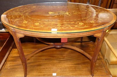 Lot 1202 - An Edwardian mahogany floral satinwood inlaid...