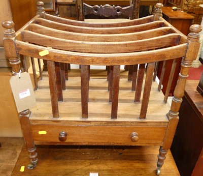 Lot 1208 - A 19th century walnut four-division Canterbury,...