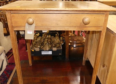 Lot 1234 - A rustic pine single drawer side table, w.78cm