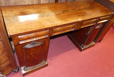 Lot 1261 - An early Victorian plum-pudding mahogany twin...