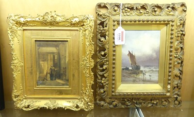 Lot 1100 - S.L.Kilpuck - Coastal scene with lone figure,...