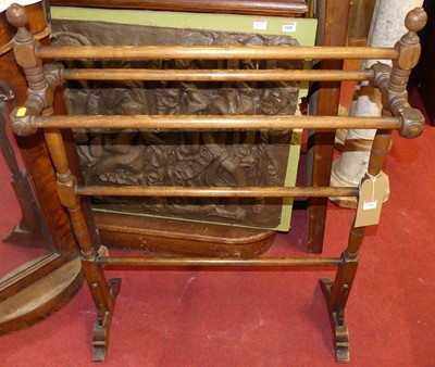 Lot 1266 - An Aesthetic Movement ring turned towel rail,...