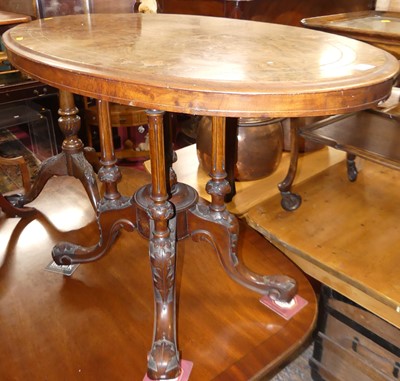 Lot 1291 - A mid-Victorian figured walnut and floral...