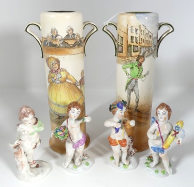 Lot 223 - A Royal Doulton Dickens ware vase of twin...