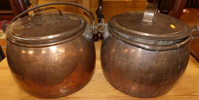 Lot 1306 - Two early 20th century copper cauldrons and...