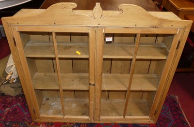 Lot 1349 - A rustic pine double-door glazed hanging...