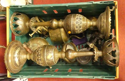 Lot 613 - A collection of brass items to inlcude Asian...