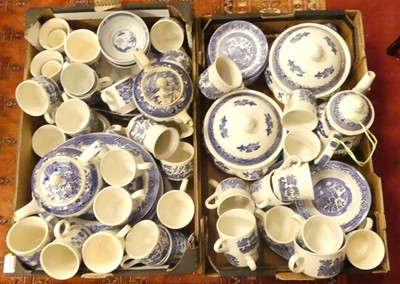 Lot 616 - Four boxes of various blue & white willow...