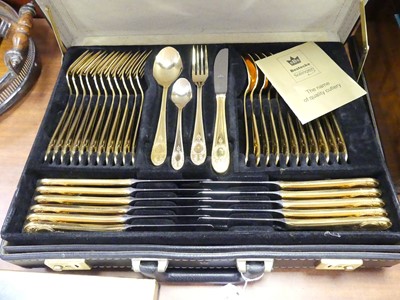 Lot 239 - An SBS Bestecke Solingen gold plated canteen...