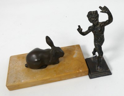 Lot 447 - A contemporary bronze of a recumbent hare on...