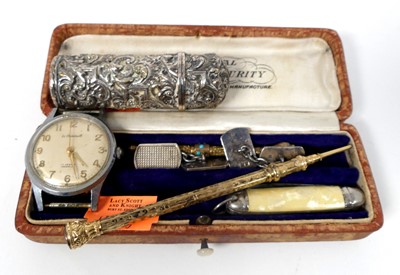 Lot 458 - Mixed lot to include 1950s steel cased manual...