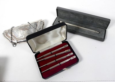 Lot 463 - A silver and engraved lady's purse together...