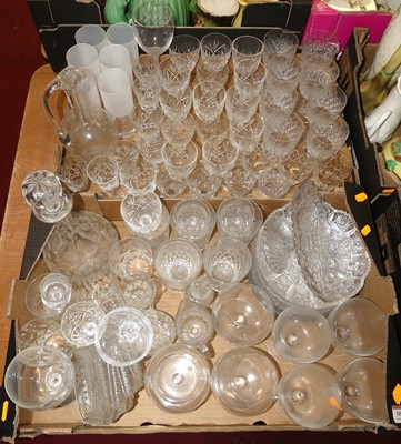 Lot 549 - Two boxes of various glassware to include cut...