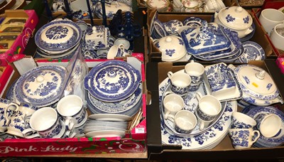 Lot 553 - Four boxes of miscellaneous blue & white china...