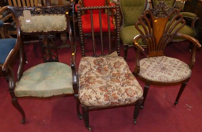 Lot 1370 - An Edwardian mahogany and floral satinwood...