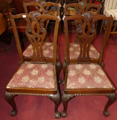 Lot 1377 - A set of four mahogany Chippendale style...