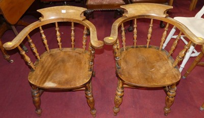 Lot 1378 - A pair of circa 1900 elm, beech and fruitwood...