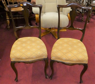 Lot 1384 - A pair of Edwardian stained beech salon side...