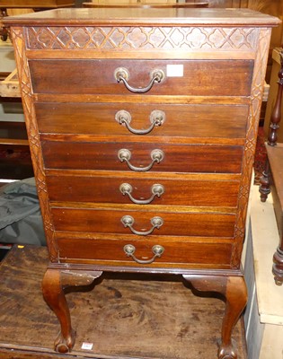 Lot 1402 - An Edwardian mahogany six drawer music chest,...