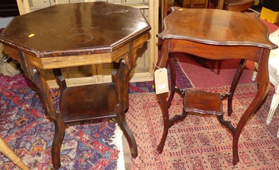 Lot 1416 - Two Edwardian walnut two-tier occasional tables