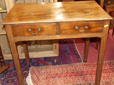 Lot 1421 - A 19th century mahogany two-drawer side table...