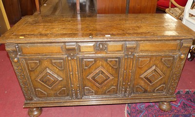 Lot 1422 - An 18th century and later moulded oak three...