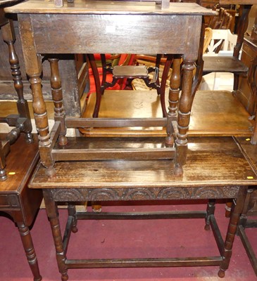 Lot 1426 - A joined oak side table, with arched relief...