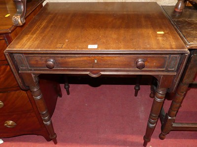 Lot 1428 - A Regency mahogany drop-flap single drawer...