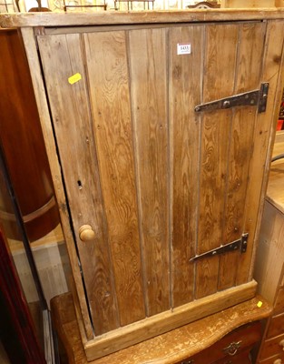 Lot 1433 - A rustic planked pine single door side...