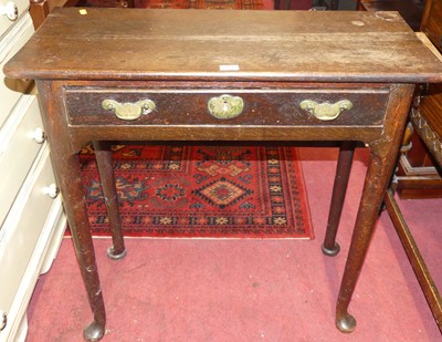 Lot 1436 - A mid-18th century oak single drawer side...